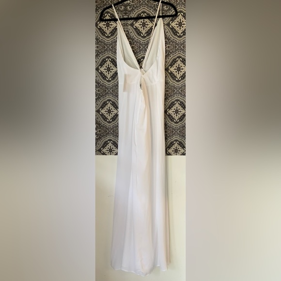 Tobi White Spaghetti Strap Gown with Front Split. Cross Back. - Picture 7 of 13